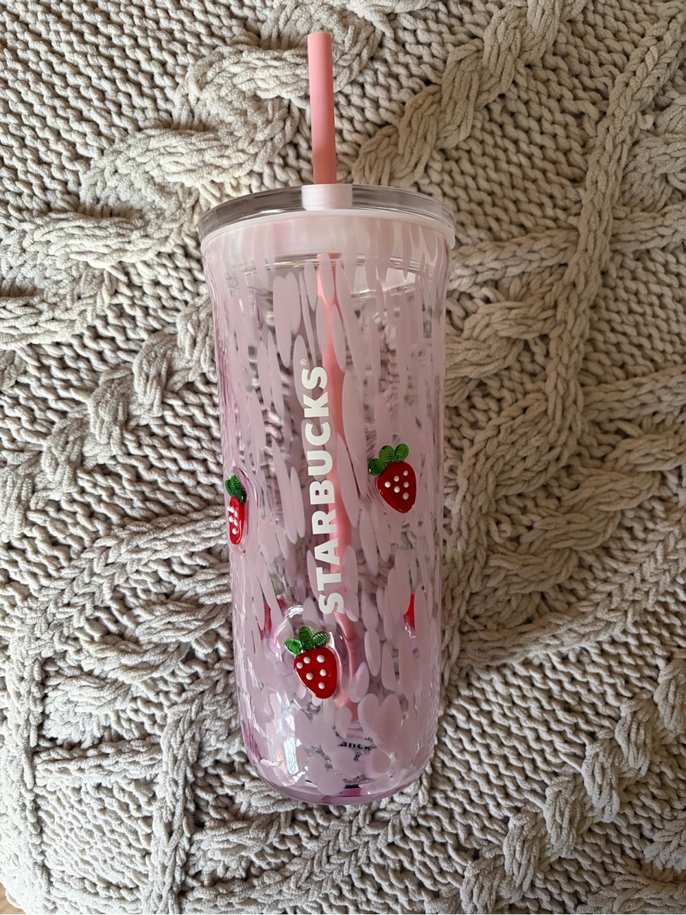 Starbucks Pink Strawberry Graphic Tumbler with Straw